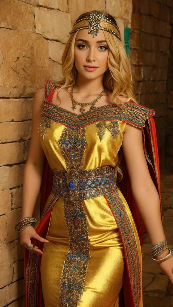 Most  beautiful irish blonde lady, robe kabyle, berber,amazigh, kabyle beauty, bijoux,kabyledress, attractive, hd,best, pretty perfect body, realistic 