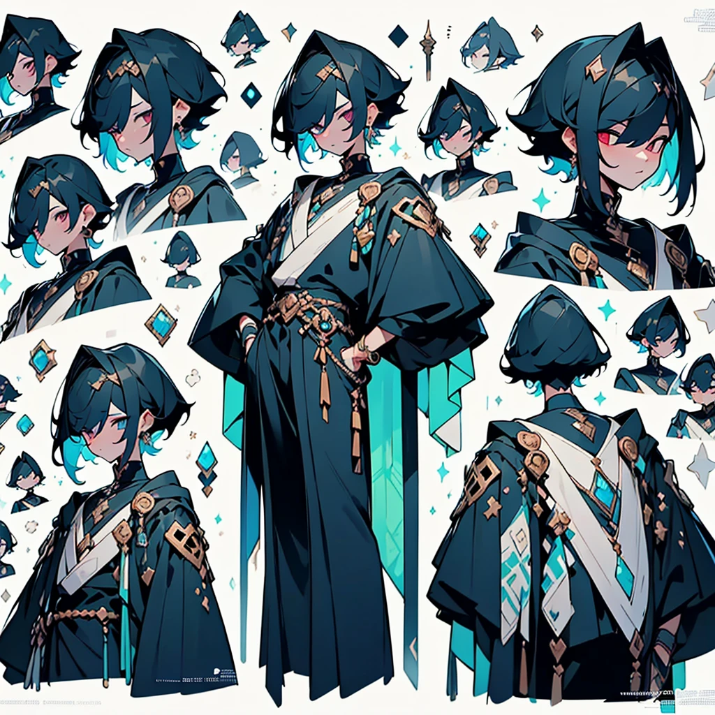 ((top-quality)), ((masterpiece)), ((ultra-detailliert)),(8k wallpaper:1.2),(Ultra-high resolution:1.2),(masterpiece:1.1),wallpaper,High quality,(High detail),(absurdres, highres, ultra detailed),( best quality:1.2),Anime,slim,tall, character design,a man,dark style, Crystal gem boy, punk, black clothes with a white star, item guitar, holding a kopesh, character design for a gacha game, character design for a game,bushy short hair, absolutely stunning art,white background, simple background, extremely detailed, highest quality digital art, highest resolution, HD quality, wallpaper 8k