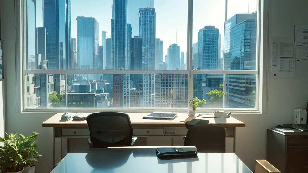 Title: "Dawn of Productivity"
Visual Elements:
- A minimalistic, clutter-free desk space bathed in soft, golden morning light
- A modern computer setup with a sleek monitor displaying an open calendar or productivity app
- A notepad, a cup of steaming coffee, and an array of green plants dotting the workspace
- In the background, large windows showcasing a city skyline with the sun rising amidst skyscrapers
- A pair of high-quality headphones lying next to a smartphone with a lofi music app on the screen
- The color palette should be warm and energizing, with touches of green to evoke a sense of calm productivity
Feel:
The image should evoke a serene and inviting workspace vibe that makes viewers feel motivated and ready to tackle their day.
Usage:
This image will be the central visual theme for an Upbeat Lofi Music video featuring productivity-focused music designed to help listeners remain focused and energized during work.