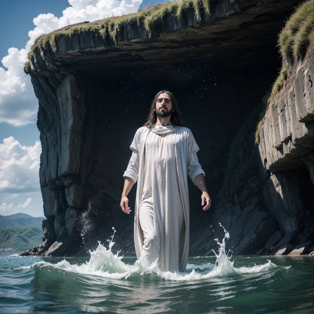 Jesus Christ rising from the catatunba which was classified on the seventh day 



