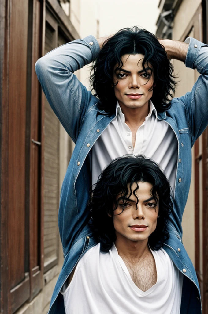 Michael Jackson com 50 anos, com a cor da pele negra, without plastic surgery