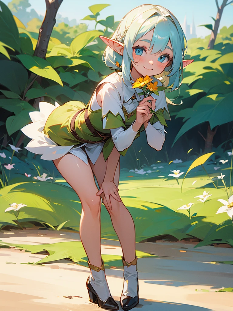 Top quality RAW photos in 32k resolution taken with Canon EOS R3, (frombelow:1.15),(masterpiece、top-quality)、Girl in blue ta dress pulls up skirt, Summer steppe, a blond, pink underpants,Bending over,A smile, Kamimei,Refreshing,put out the tongue,Beautiful anime girl sticking out her ass, Anime girls show off their buttocks,Spread your crotch, thighs thighs thighs thighs!!!, Beautiful fece,white cheeks, hugging her knees, thighs thighs thighs thighs!!!!!!, thigh closeup, Bare thighs!!!,
