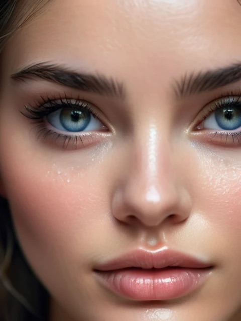 Close-up of the face of a beautiful young woman, A tear rolled gently down her cheek. Her eyes should be full of affection, Sparkling Tears. Her skin should be smooth and shiny, Detailed textures with enhanced realism. The lighting should be soft、warmth, radiating a soft,Highlighting her delicate features and tears. The background should be soft and blurred, Focus completely on her expressive face. Including some subtle details,For example, the scattered hair gently outlines her face.,To increase the overall beauty and emotion of the scene.,(masterpiece:1.3),(best quality:1.4),(Extremely detailed:1.5),high resolution,Extremely detailed,Unity 8K wallpaper,