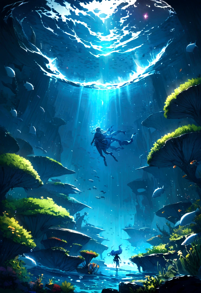 Beneath the sea.