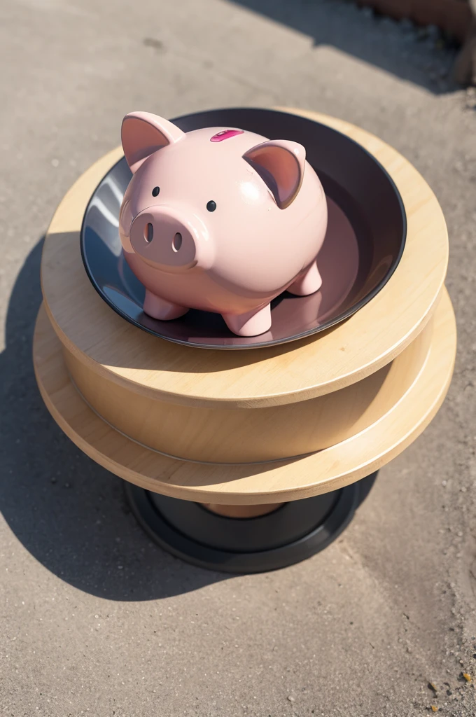 piggy bank with solar plate on its head