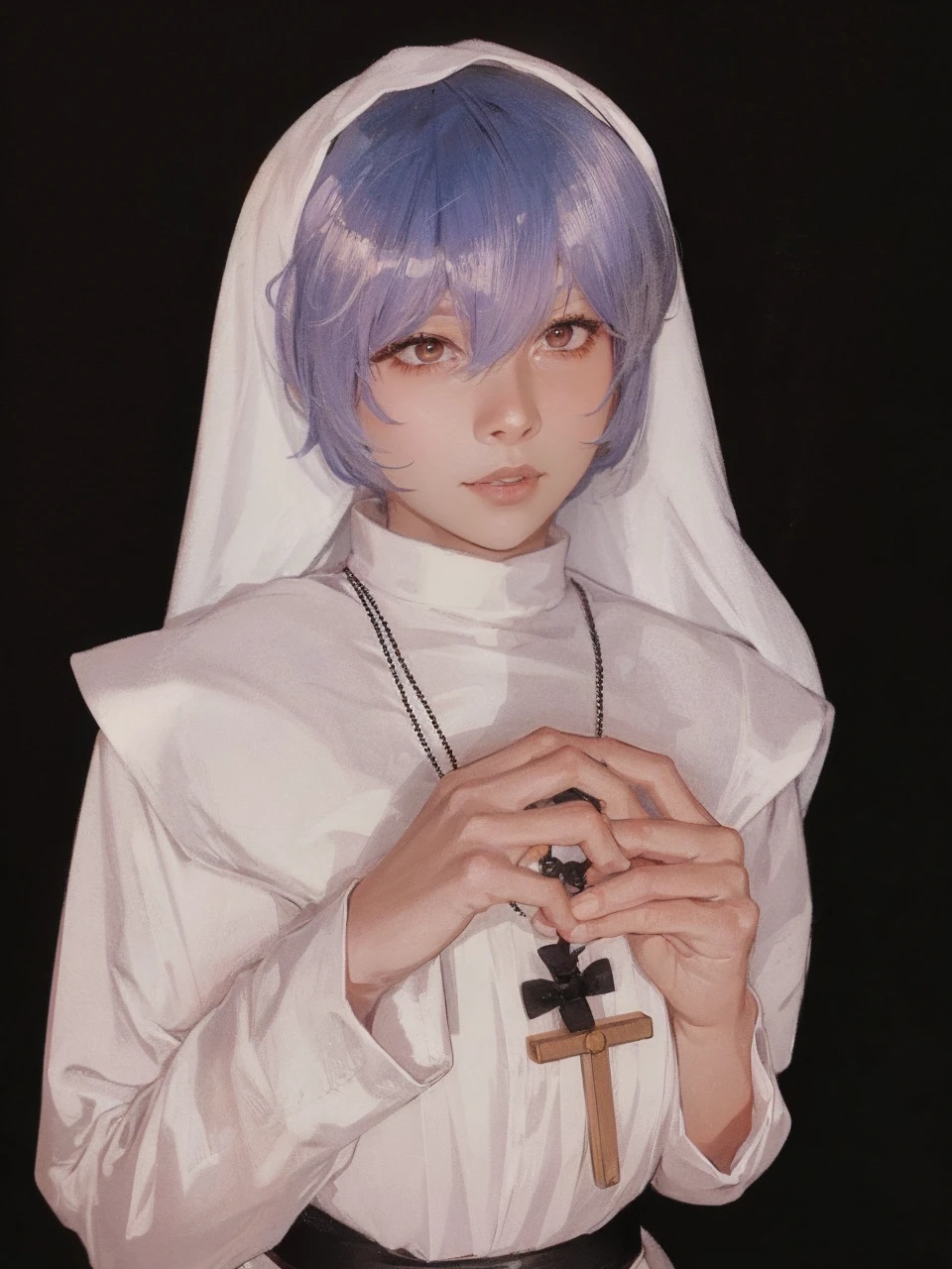 anime, girl, black hair, japanese nun uniform, cute