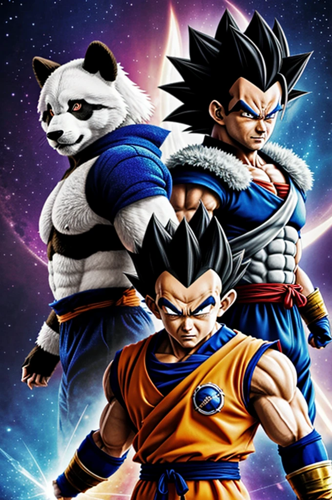 Panda and wolf making the fusion of Goku and Vegeta 