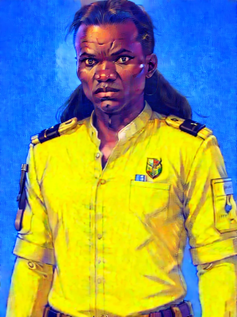 Detailed and realistic portrait of angry General Oligui, vieux,en tenue militaire, with many medals, soft, dim light, 8k
