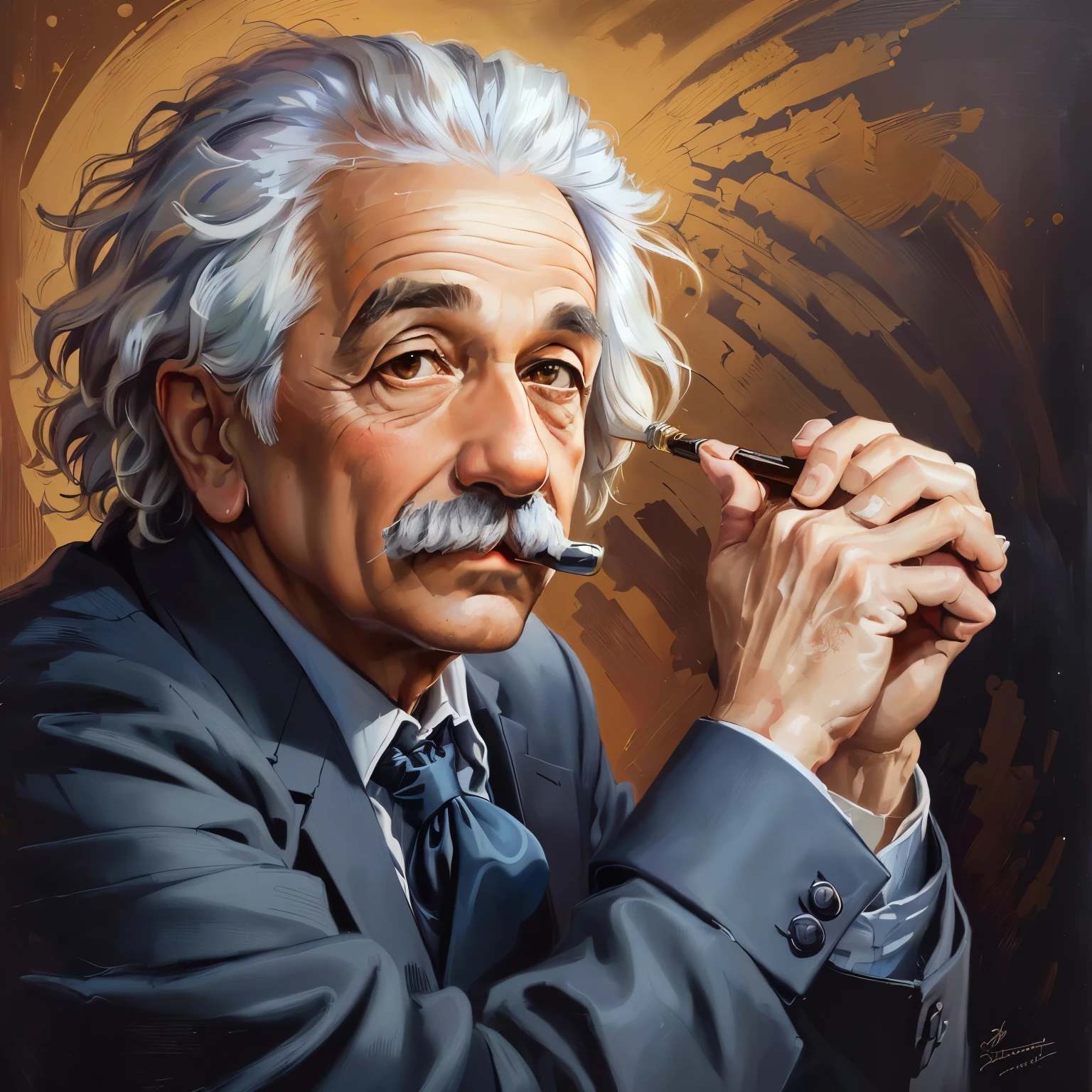 painting of a man with a pipe in his hand, portrait of albert einstein, portrait of einstein, einstein, albert einstein, portrait shot, portrait, detailed portrait, by Herbert Abrams, profile portrait, by Edwin Georgi, by Hristofor Žefarović, genius, by Kerembeyit, by Julian Fałat, extremely detailed oil portrait