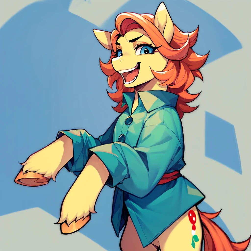Shop owner, my little pony, nice mane, yellow fur, shelfs full if stuff to sell
