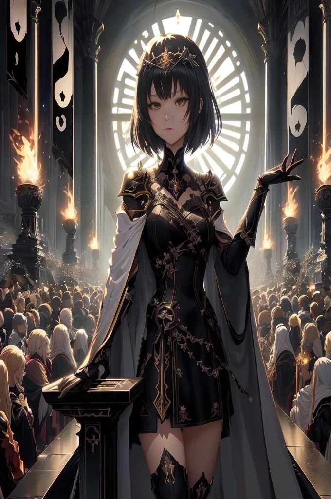 Anime girl in a black dress with a cloak and a sword, Fate Grand Order, Spectacular artwork of anime, Anime fantasy illustration, Anime fantasy artwork, Best anime 4k konachan wallpaper, epic anime fantasy, Magnificent and elaborate character art, 2. 5 d cgi Anime fantasy artwork, Detailed digital anime art, Detailed Anime Character Art, Gothic Maiden Anime Girl, 4k anime wallpaper