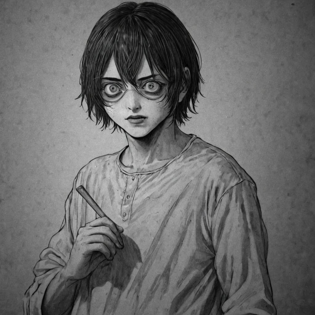 base bat, (anime), bizarre scenario, Junji Ito, Yusuke Murata, black and white, 8k, anime, horror