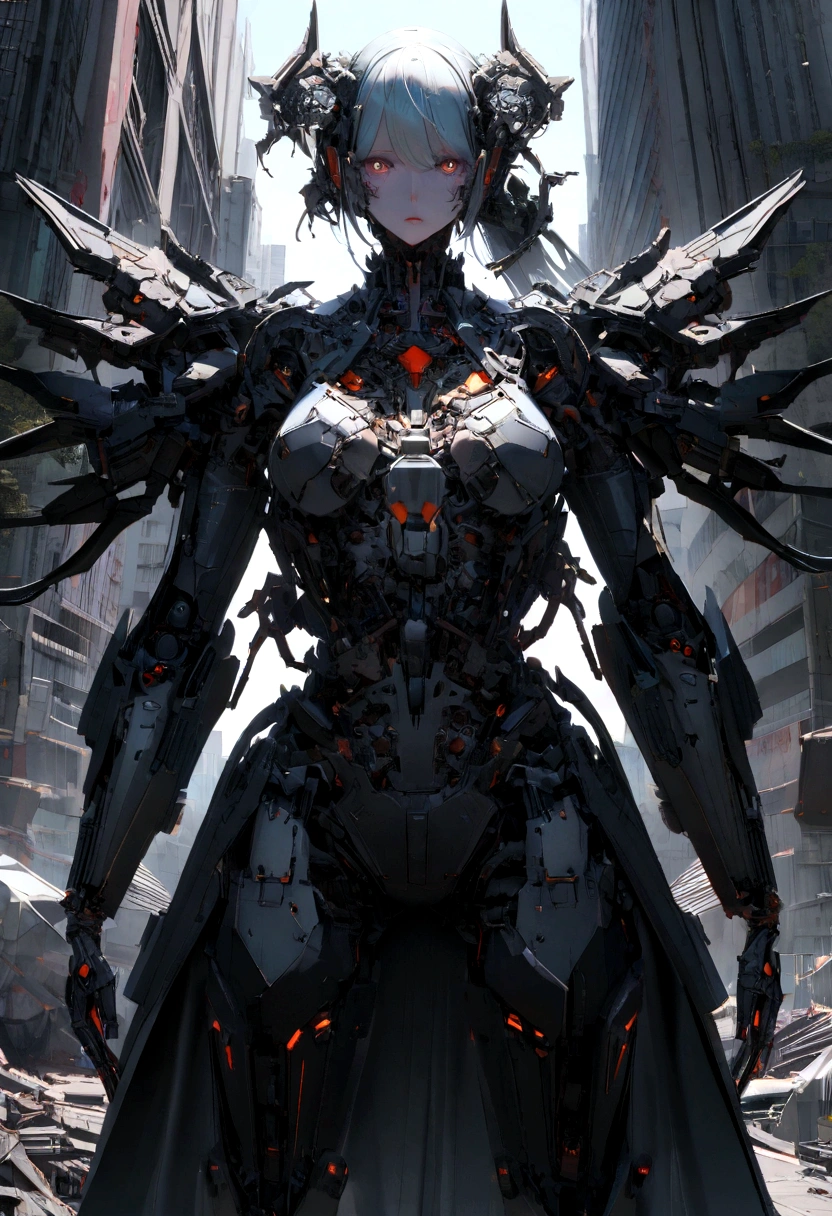 Visualize a dystopian future where robots have revolted against their human creators, 8k ultra