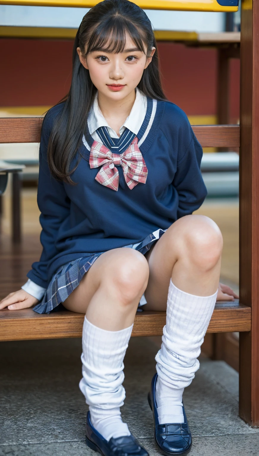 (photorealistic:1.4), best quality, masterpiece, raw 32k photo, (extremely detailed japanese beautiful girl), (extremely detailed eyes:1.2),(), (lolita),(14 years ace:1.2), ultra-detailed, ultra high res, amazing, BREAK,sitting,
(school uniform:1.5),detailed school girl, (disneyland:1.4), beautiful detailed girl, bangs, cute face, miniskirt,baggysocks