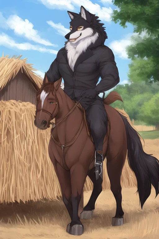 ((best quality)), ((masterpiece)), (detailed), mr wolf on his way to blow some straw houses