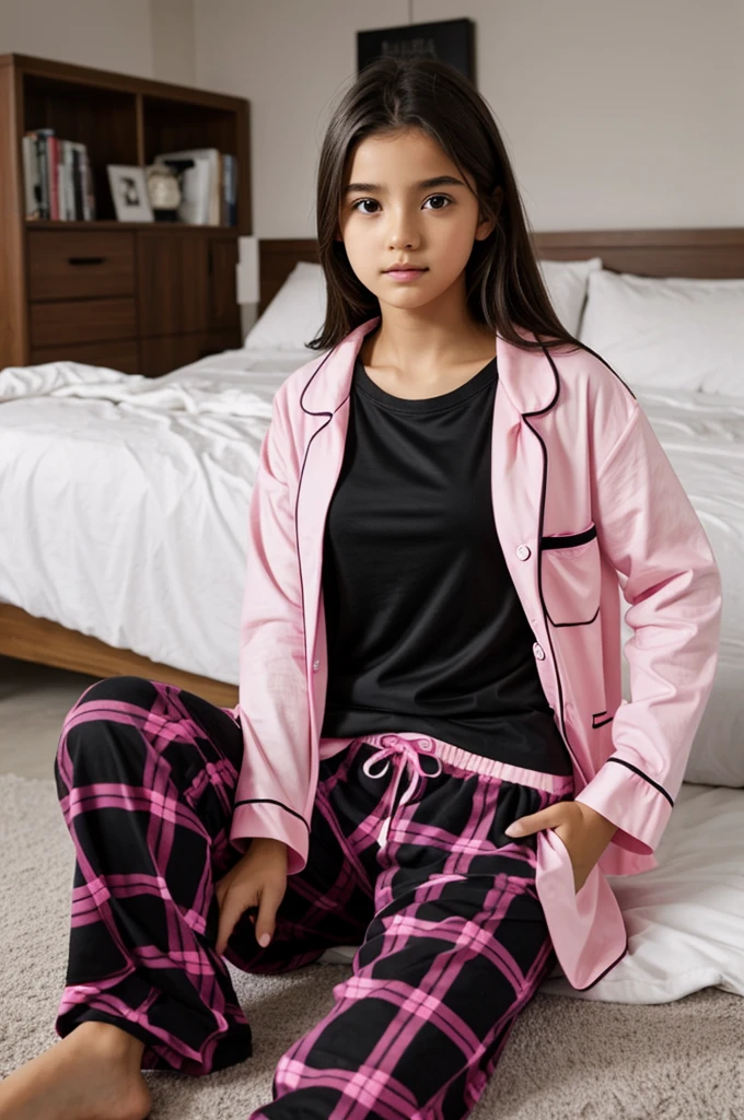  girl pink pajama pants black shirt