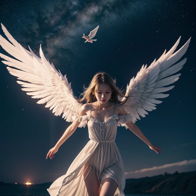Angel flying in the night