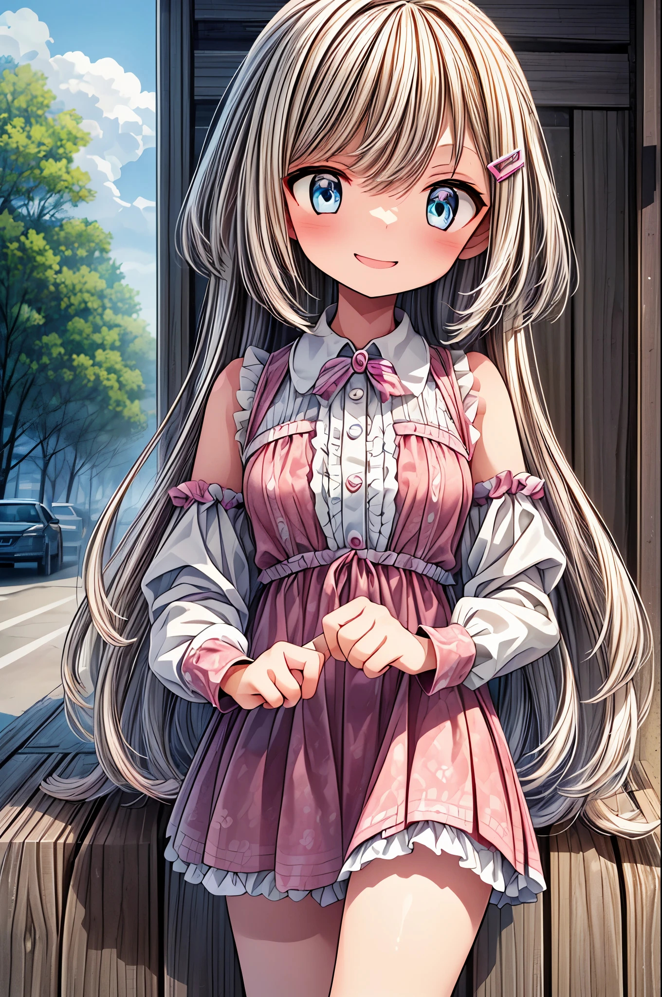 (((masterpiece))), (Highest quality), (Super detailed), (very_expensive_solve), (big_file size), (Full Color), One Kemomiko Girl, Beautiful pink and white two-tone hair, Big and beautiful eyes, Blue Eyes, (The best smile),  (smile: 1.1), (Open your mouth: 1.1), (Please open your eyes: 1.2)