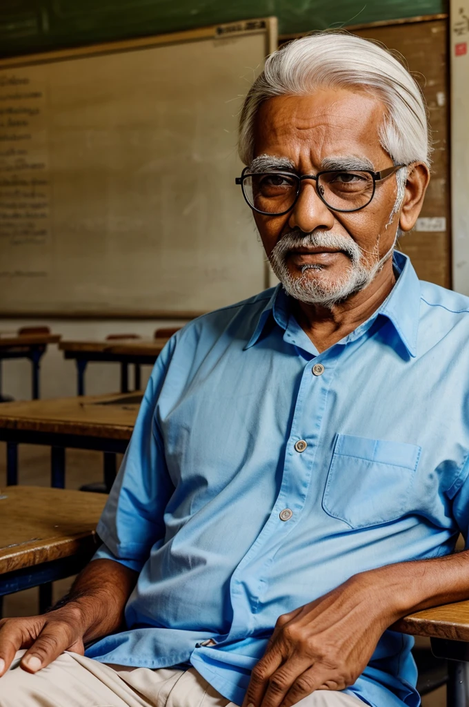 indian education old man
he classroom white hair eyes glasses