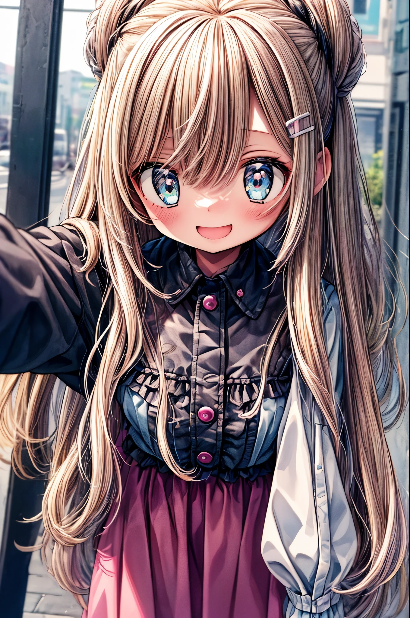 (((masterpiece))), (Highest quality), (Super detailed), (very_expensive_solve), (big_file size), (Full Color), One Kemomiko Girl, Beautiful pink and white two-tone hair, Big and beautiful eyes, Blue Eyes, (The best smile),  (smile: 1.1), (Open your mouth: 1.1), (Please open your eyes: 1.2)