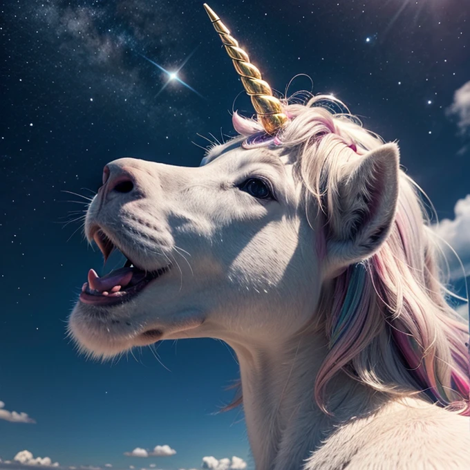 Unicorn looking up