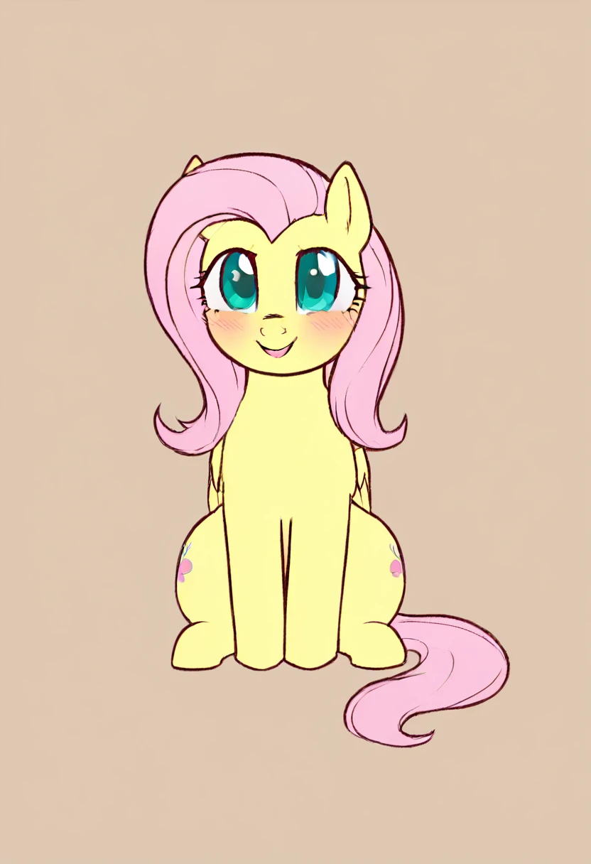 Cute fluttershy cute body,shy face,background simple,feral pony, (masterpiece)