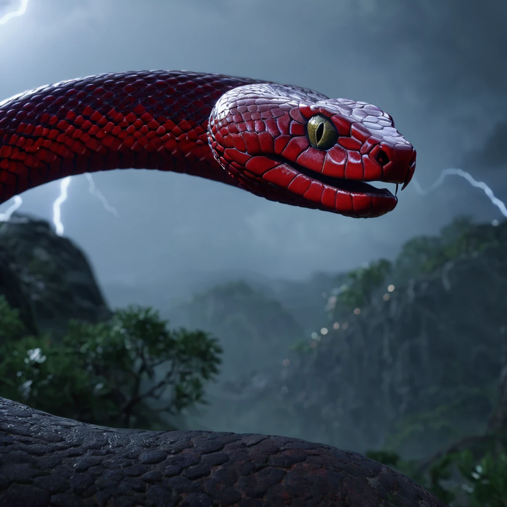 Red snake, lightning cinematic