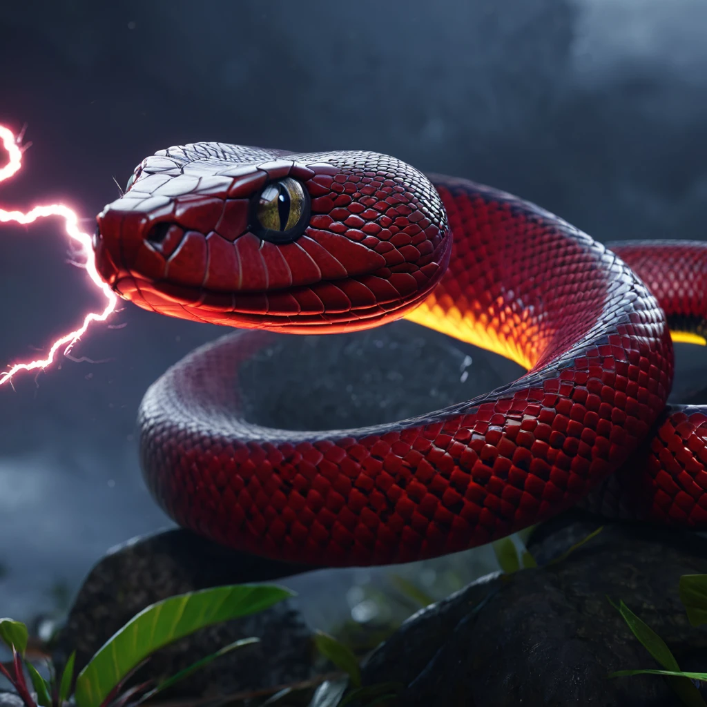 Red snake, lightning cinematic