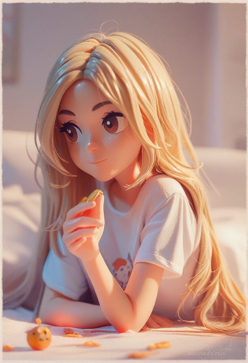 score_9, score_8_up, score_7_up, boy, blonde hair, brown eyes, small figure, long hair, cute