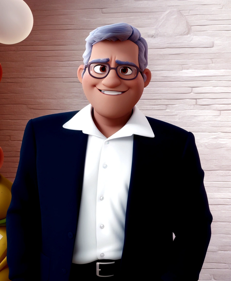 Personagem de desenho animado de um homem cavanhaque e camisa azul, um personagem animado, Caractere estilizado, animation style rendering, 3D estilizado, Arnold Maya rendering, Stylized 3D rendering, toon render screenshot, Personagem 3D, Personagem 3D, Stylized 3D rendering, 3D character rendering, personagem de desenho animado, Personagem de close up, Pose de personagem, (Estilo Pixar) (parte mestre:1.2) (bokeh) (melhor qualidade) (pele detalhada) (textura detalhada) (8K) (argila) (cinematic lighting) (sharp focus，Senta e vaza a parte superior do corpo