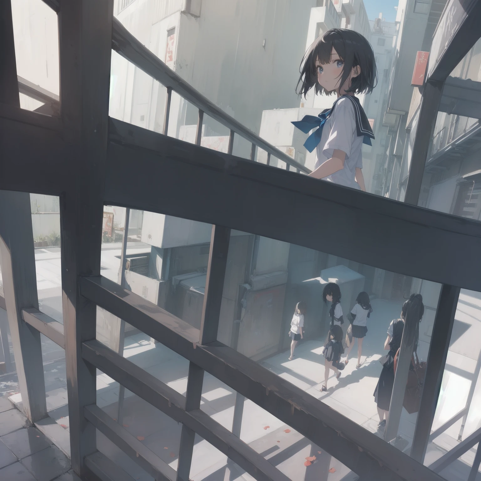 ultra-absurdres-Top quality by artist God, ultra-detailed, high resolution, anime moe artstyle, best anime 8k konachan wallpaper, pixiv contest winner, pool:2810, perfect anatomy,break, 1girl, (Please draw a girl walking sleepily to school alone. )break,(Solo,little female, 13-year-old:1.3),Full limbs, complete fingers,a junior high school student, (very short hair), short cut, flat chest, , small butt, small black eyes, beautiful detailed eyes, well-proportioned iris and pupils, expressive eyes, highres detailed hair, soft expression, salor school_uniform, sailor collar, serahuku, bow, pleated skirt,(Detailed Lighting), (Detailed background), in the School commute route. break,super detailed skin, Best cinematic lighting powered by famous artist, 8k,beauty illustration,photoshop_(medium),very aesthetic,break,((artist:takafumi )), artist:clamp ,artist:carnelian ,artist:kantoku ,