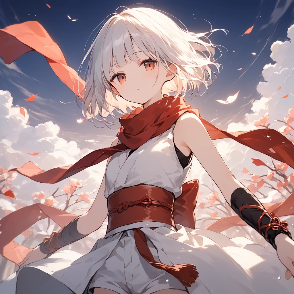 score_9, score_8_up, score_7_up, source_anime, best quality, masterpiece,ultra-detailed,official art, absurdres, highres, waifu2x, break,1girl, ninja girl, short hair, blunt bangs, small breasts,beautiful detailed eyes, expressionless,sleeveless,obi, shorts, scarf, night, outdoors, break,(clear line illustration:1.2),very high resolution, very aesthetic, super detailed skin, Best cinematic lighting powered by famous artist, 8k,cute picture,beauty illustration,photoshop_(medium),,(Detailed Lighting),best anime 8k konachan wallpaper, pixiv contest winner,