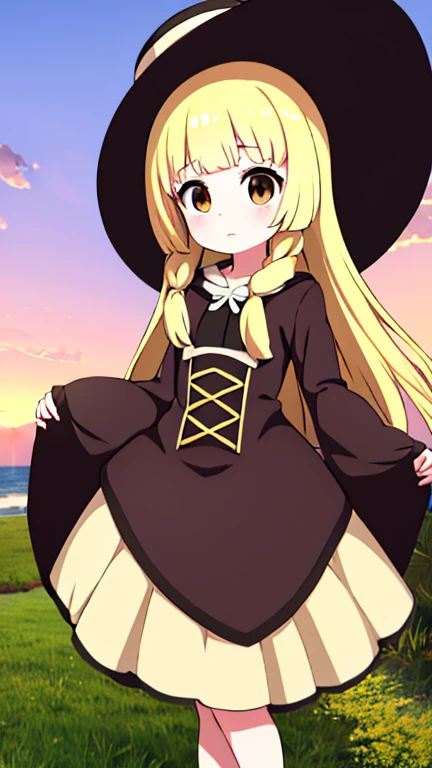 masterpiece, Highest quality, High resolution,Follow the prompts、Anime Style、One Girl、Lady、Long blonde、Pale brown eyes、白色のLadyドレス、Wide-brimmed hat