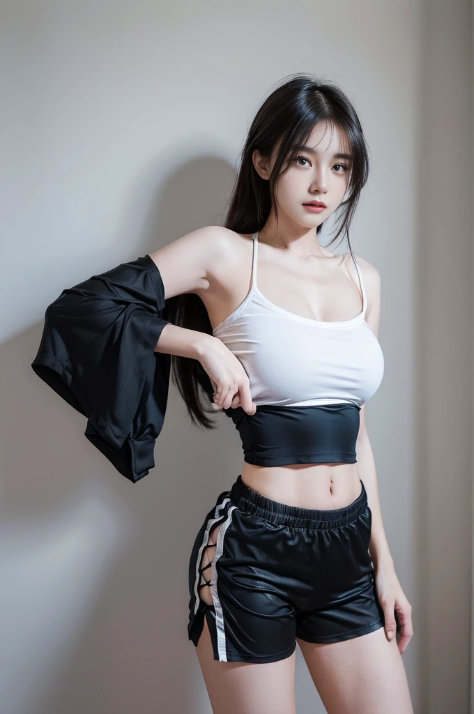 , twinsies、The ultra-detailliert, (A hem full flared shorts), (Oversized T-shirt with excess fabric when tucked into a shorts), (white strapless DRESS), (Skirt full thigh), (knee-length outfit), ((full-body standing image)), (cotton spaghetti-strap top), (white sneakers), (a pair of white leather boots, highly detailed boots), (32K,1 20-year-old girl, The light from the rear room is backlit, Ray traching), (top meets shorts), (bare arms), (bare shoulder), (A hem full flared shorts, (upper breasts are firm), (short upper chest), (full breasts), (shorts), (large knee), (large shin), (black shorts), (black shorts), (black shorts), (black shorts), (black shorts), (black shorts), (black shorts), (black shorts), (Breasts tilting towards the upper chest :1.5), (a girl pretty girl with perfect figure), (big buttocks), (large buttocks), (lightweight shorts), (lightweight shorts), (lightweight shorts), (lightweight shorts), (lightweight shorts), (lightweight shorts), (lightweight shorts), (lightweight shorts), (lightweight shorts), (lightweight shorts), (lightweight shorts), (lightweight shorts), (top meets shorts), (top meets shorts), (top meets shorts), (top meets shorts), (top meets shorts)