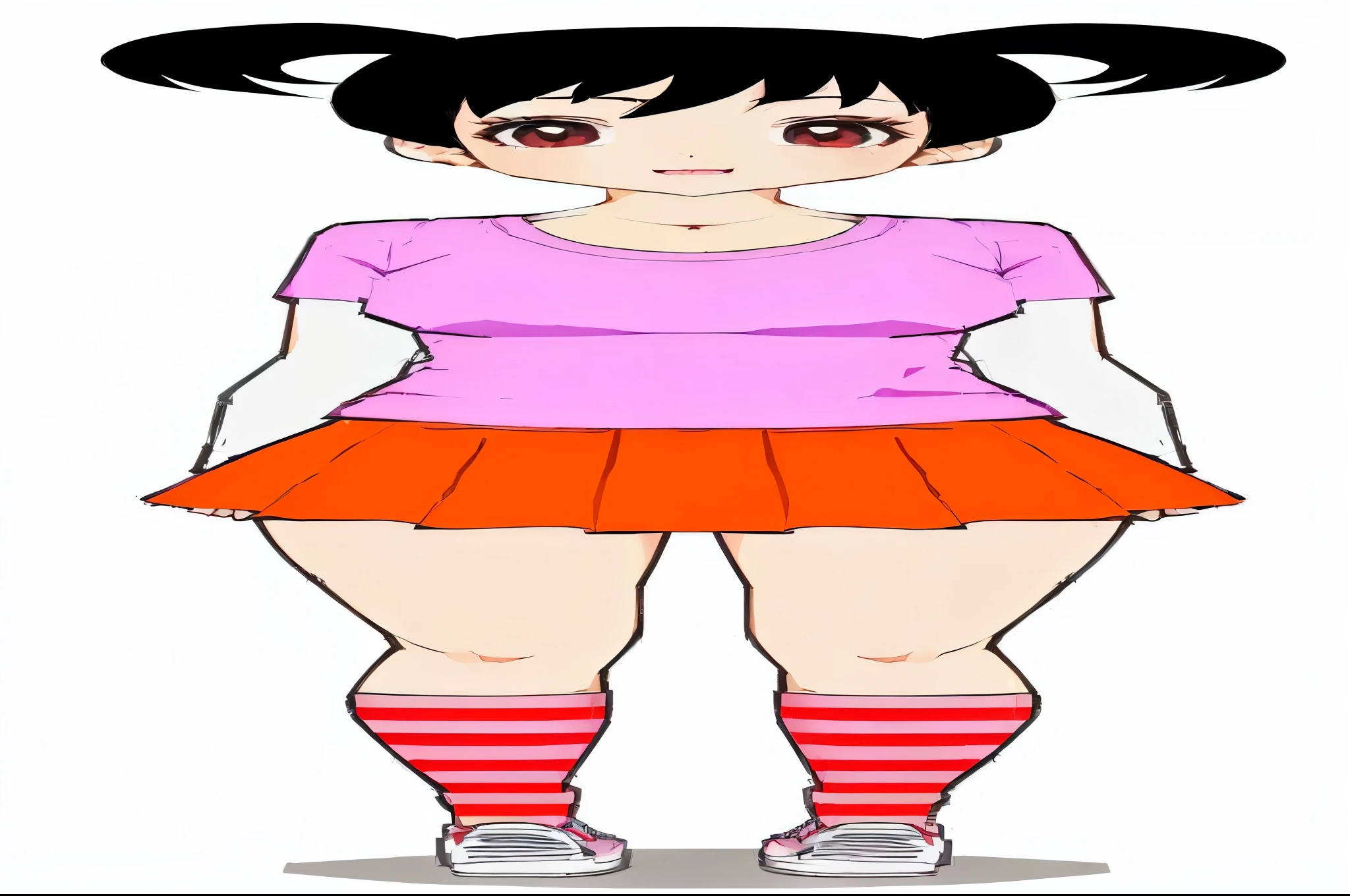 a cartoon girl in a pink shirt and red skirt, wearing a tanktop and skirt, wearing skirt, yandere. tall, wearing a skirt, anime girl named lucy, an anime girl, full body portrait of a short!, girl standing, anime full body illustration, anime vtuber full body model, full body picture, !!full body portrait!!