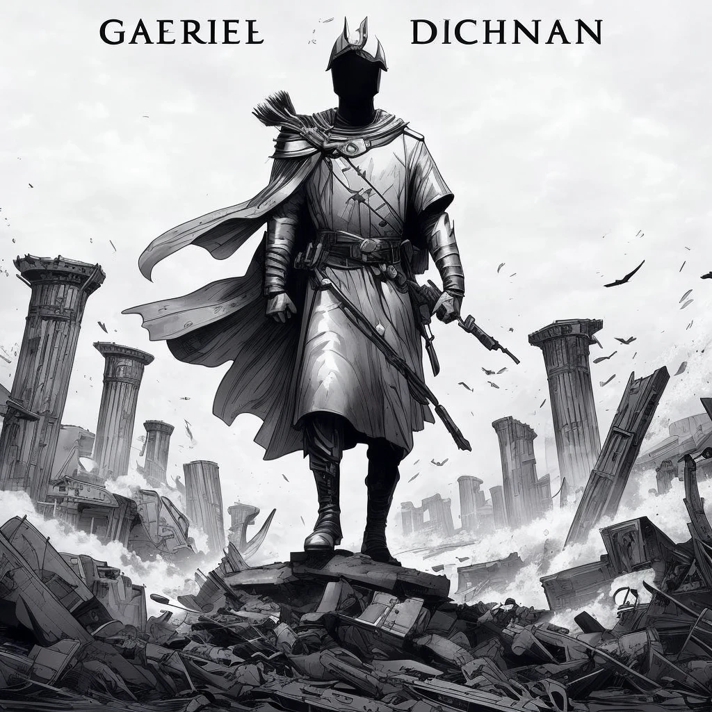 # Gabriel, the Strategist ### Physical Specifications - **Height**: 1.90m - A height that commands respect and authority. - **Body Proportion**: Broad shoulders with a proportion of 1:1.5 in relation to the waist, symbolizing strength and stability. - **Shoulder Width**: 0.55m - Width that reflects the ability to carry large responsibilities. - **Chest Depth**: 0.30m - A broad chest, a sign of a leader who exudes confidence. - **Hands**: - **Length**: 0.20m - Long hands that indicate skill and precision. - **Width**: 0.10m - Suitable width for a firm and secure grip. - **Position**: The right hand is positioned 0.15m above the waist, holding the sword at a 45° angle in relation to the body, demonstrating readiness and control. The left hand is relaxed at the side of the body, 0.30 m from the waist, ready to quickly draw the sword if necessary. - **Details**: The hands have calluses and discreet scars, with prominent veins that symbolize strength and power. ### Scenario - **Location**: Standing on the rubble and ruins of an ancient structure. - **Scenario Dimensions**: 10m x 10m, with Gabriel centered. - **Scenario Depth**: 5m - Sufficient depth to show the vastness of the destruction around. ### Equipment - **Sword**: Total length of 1.20m, with a 0.90m blade and 0.30m handle. ### Image Quality - **Resolution**: 4K - To ensure maximum clarity and visual details. ### Additional Features - **Gender**: Male - Gabriel is a man. - **Face**: Dark and unidentifiable, maintaining the mystery about Gabriel's identity. - **Posture**: Standing, with a posture that conveys confidence and readiness to lead. Gabriel, the Strategist, is an imposing and enigmatic figure, whose presence is as striking as his strategic skills. Your physical appearance and equipment reflect your journey and leadership skills.