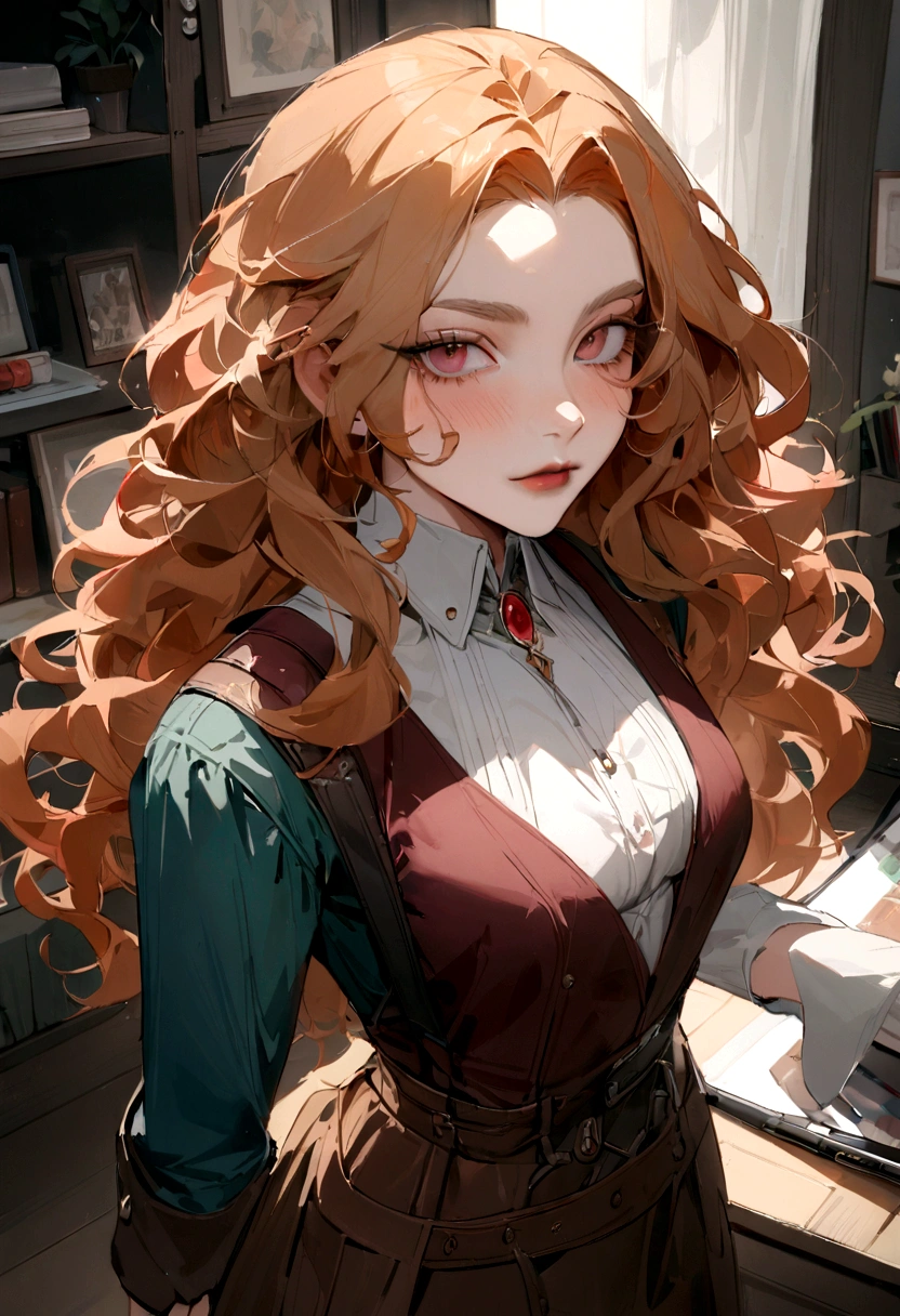 "Ultra realistic image'une belle jeune fille afro-latine de 22 ans,Écorces de caramel, corps parfait, Prendre un selfie dans son bureau avec son sony A7RV, maigre, taille ultra-fine, cheveux rouge, Loop and curly hair karibean , yeux verts perçants.hyper realistic,anatomie correcte,Facial features are carefully represented,Boucles gratuites, cheveux roux frisés, (cour, cheveux roux frisés), Longs cheveux roux sauvages Loops, cheveux multiversaux, cour, cheveux roux frisés, cheveux roux frisés, Boucles, spread wavy hair, Boucles baroques, Boucles, Loop,Texture des cheveux, Loop bang
