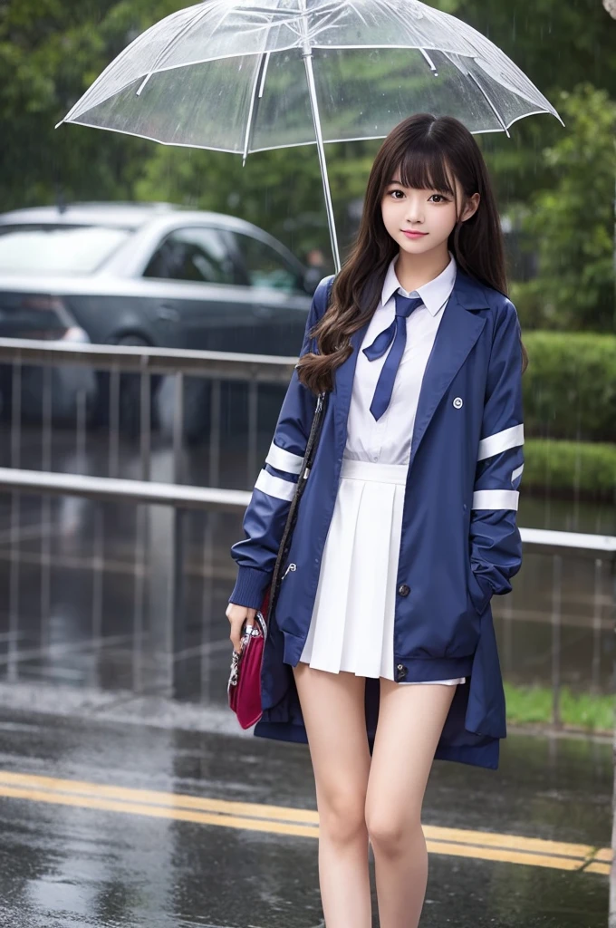Transparent clothes, high school girls, , rain