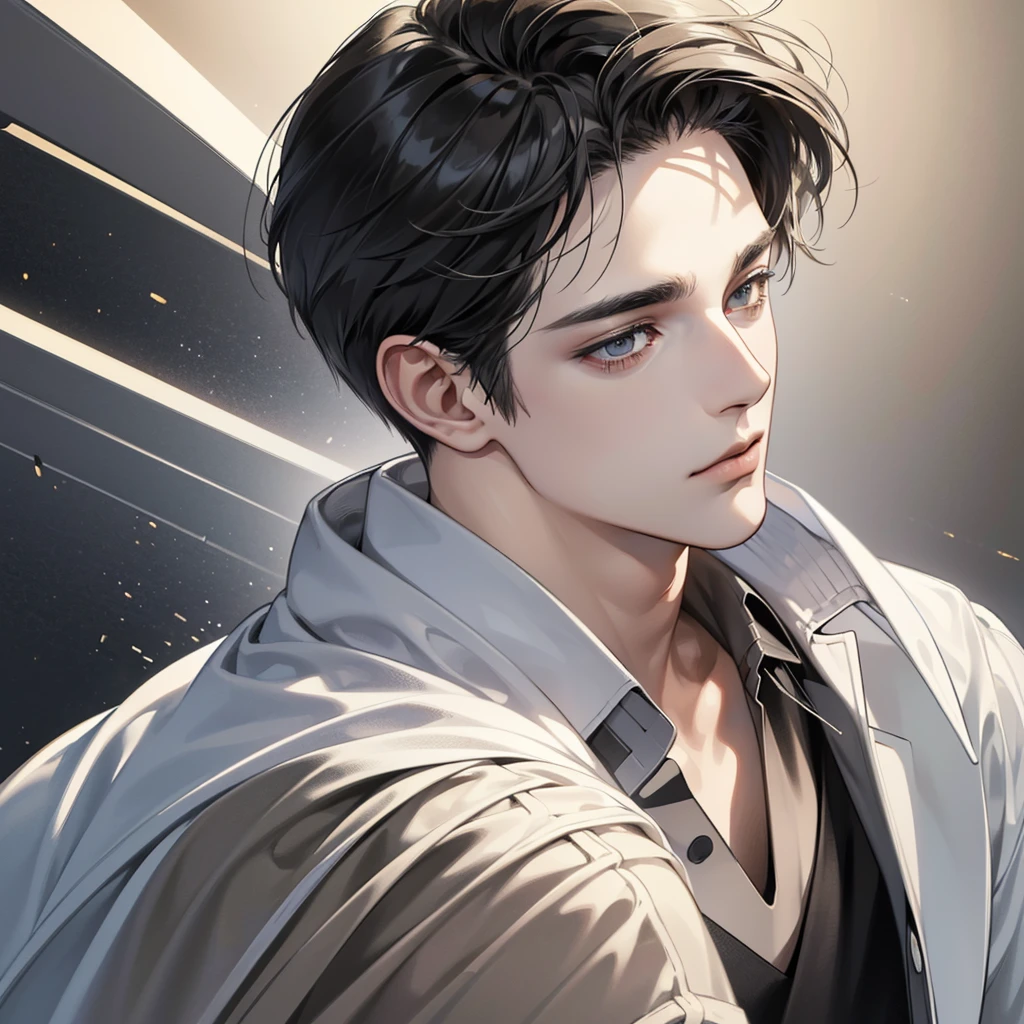 (best quality digital art digital illustration 4k high resolution beautiful image hyperdetailed image perfect lines dark lighting Wallpaper) (1:1 photorealistic) (neutral colors hdr 1.4) (anime style) an adult 25 year old man (expressionless perfect detailed face) medium black hair modern clothes dystopia