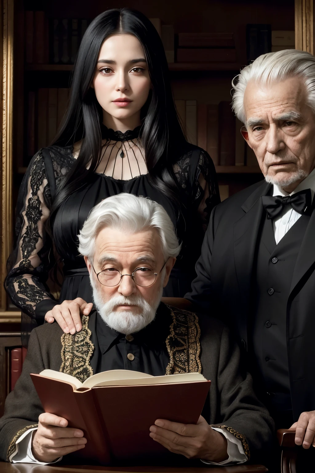 And there is on the cover of a book an old man, an old woman with dark hair, a young man with a title in Portuguese :The Twilight of the House of Usher