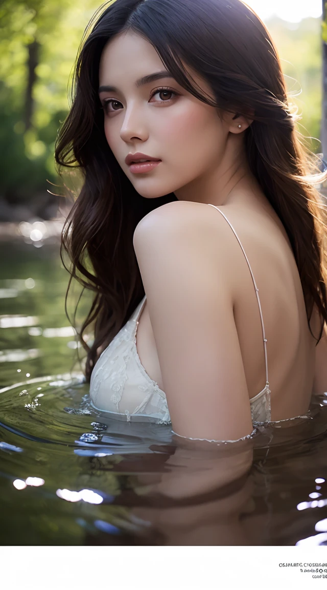 Close up portrait of beautiful woman （Grid Points） Bathing in the river， reed，Gorgeous and beautiful erfly jewelry，colorful，Detailed engraving，Sparkling，Attention to detail，The quality of the jewelry is very good，Very high quality， （Light from the rear window causes backlighting）， Actual， masterpiece， Highest quality， Lens flare brilliance， Shadow， flowering， [[Color Difference]]，Jeremy Lipkin，by Antonio Manzanedo，Digital Painting，