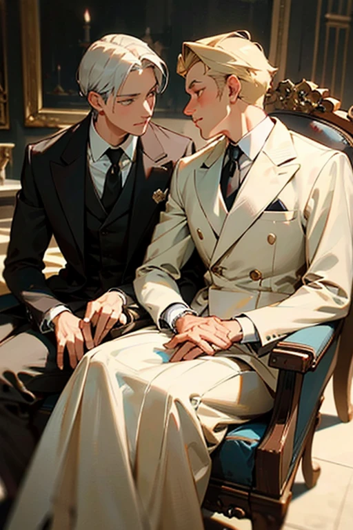 An ancient princess sat side by side with a man dressed in men's clothing, elegant and luxurious((best quality)), ((masterpiece)), (detailed), perfect face