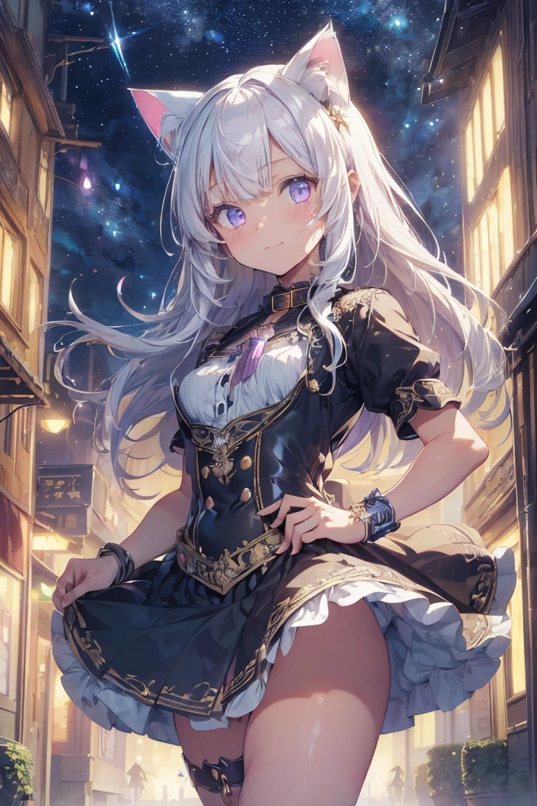 (((masterpiece))), (((Highest quality))), ((Very detailed)), ((Very detailedなイラスト)), ((Ultra-fine painting)), (16K Highest quality wallpaper:1.4), (Detailed and elaborate illustration style,:1.8) Detailed skin texture, High quality fabric, , (T-masterpiece), (Very detailedな顔:1.4), original, RAW Photos, Professional, Intricate details, Very detailed, Direct sunlight:1.6, ,(Cowboy Shot:1.9)、(Perfect Anatomy:1.4), (Extremely elaborate hands:1.2), (Very elaborate fingers:1.2), (Very elaborate fingers先:1.2),, (alone:1.6), (beautiful and adorable cat ears:1.6), (Intricate and delicate cat ears:1.4), (beautiful, Shiny white hair:1.6), (Very fine and delicate white hair:1.4),, (Very detailedな顔:1.4),(Light purple eyes:1.4),(smile:1.4),masterpiece, Goblin Riding, Goblin riding a girl, (On all fours), One girl, (Magical girl:1.1), (Nose hook), reins, collar, Lock, rope, (anklet, Locked ankles, bracelet, Locked wrists, Bound hands:1.1), Saphir Martha, Blue Hair, Long Hair, blue eyes, Small Beast, Blunt bangs, horn, Hollow Eyes, Hollow Eyes, follow, Mind control, Expressionless, emotionless