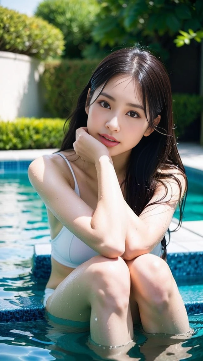 ((((beautiful brown hair))))、((small head))、Beautie、Beautuful Women、Japan Idol、(Perfect body:1.1)、(年轻)、(beautiful brown hair with short wavy:1.2)、(((8K))、(( Raw photography)))、(((a white bikini)))、(Highly detailed 8k wallpapers)、(extremely delicate and beautiful)、(​masterpiece)、(top-quality:1.0)、(超A high resolution:1.0)、beautiful  lighting、Perfect Lightning、realistic shadow、[hight resolution]、 Detailed skin、ultra-detailliert、thin clavicle、perspired、爆乳、huge tit、beutiful breast、red blush、Photorealsitic、Lifelike face、realisticeyes、is looking at the camera、a smile、 Lips with pink lips、natural make up、The best very happy smile、((best qualtiy)), ((tmasterpiece)), huge filesize, ultra-detailliert, hight resolution, ighly detailed, top-quality, ​masterpiece、full bodyesbian、Three-dimensional depiction、all-fours、all-fours、all-fours、((Show your))、((Show your))、Rear view、Rear view、Rear view、Rear view、s ass、s ass、s ass、s ass、A sexy、Mare、under the water