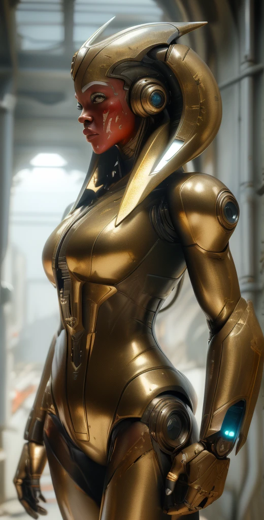 1 girl, solo, (look at viewer), ((Best quality)), ((masterpiece)), (detailed:1.4), ((upper body)), 3D, an image of a beautiful cyberpunk female,HDR (High Dynamic Range), Ray Tracing,NVIDIA RTX,Super-Resolution,Unreal 5,Subsurface scattering,PBR Texturing,Post-processing,Anisotropic Filtering,Depth-of-field,Maximum clarity and sharpness,Multi-layered textures,Albedo and Specular maps,Surface shading,Accurate simulation of light-material interaction,Perfect proportions,Octane Render,Two-tone lighting,Wide aperture,Low ISO,White balance,Rule of thirds,8K RAW, (((blood eyes))), , mechanical parts ahsoka, (dark skin:1.2), blood eyes, , medium breasts, bloodgold/black bodysuit, belt, (( bloodgold amor)) joints, body suit
