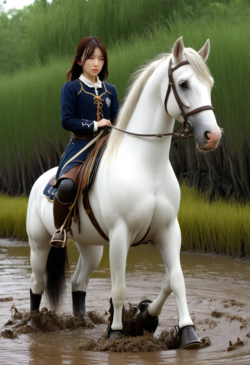 (((masterpiece))),(((Highest quality))),((Tabletop:1.4, Highest quality)), (Realな写真:1.4), 
((1 cute girl knight)),rodeo,
(超High resolution:1.2),, wonderful, Very detailed CG Unity 8k wallpaper, Very detailed, High resolution,draft horse ridden by japanese cute girl,tight,
Cold Light, Beautiful detailed girl, Droopy eyes,Very detailedな目と顔, Beautiful and exquisite nose, Beautiful and exquisite, draft horse ridden by a girl can't move in swamp because horse and girl soak in the soil too deep:10.0 , horse falls down ,looks pained ,Displeased face:4.0,Real,Anatomically correct