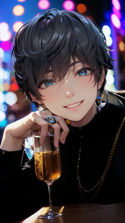 un chico gato, cabello blanco、happy expression、cara fresca y hermosa、Fondo de pantalla CG Unity 8k altamente detallado, (super masterpiece, persona hermosa, cara bien detallada sonrisa contagiosa, fotorrealista, Hyper realistic)Cara fresca y hermosa.、neon background