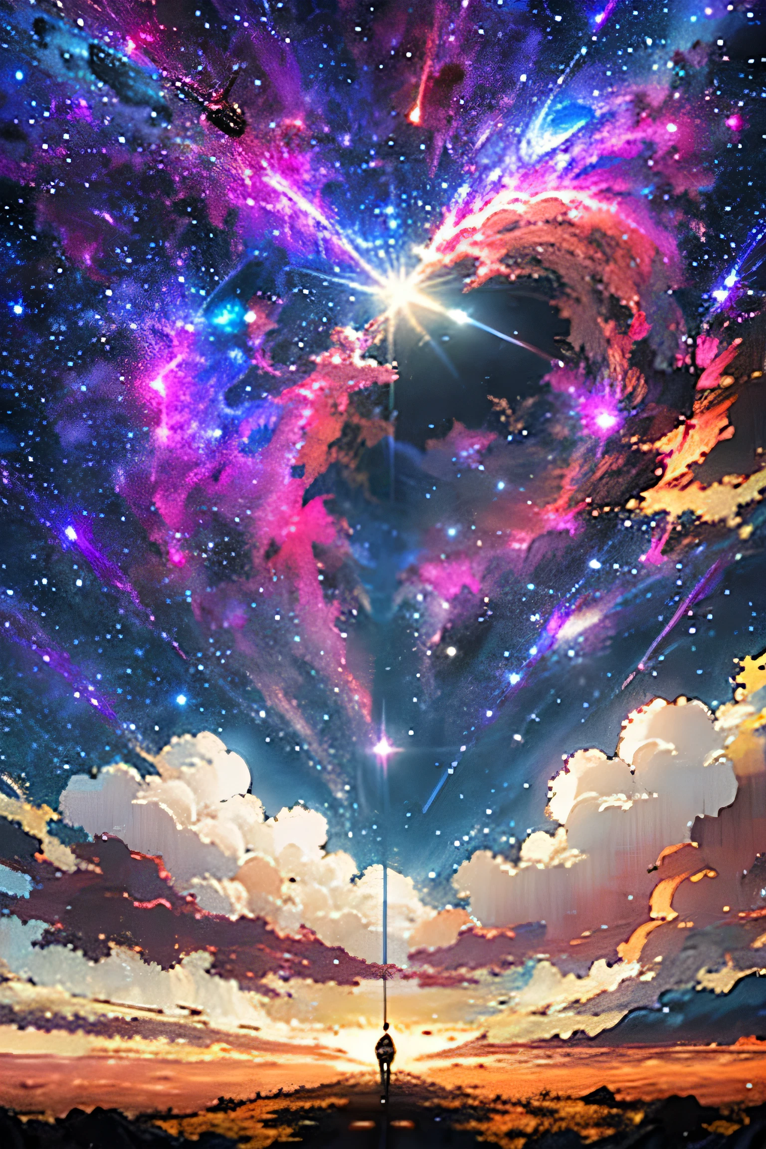 Beautiful sky anime scene with stars and planets, Space Sky. by Makoto Shinkai, anime art wallpaper 4k, anime art wallpaper 4k, Anime Art Wallpapers 8K, anime wallpaper 4k, anime wallpaper 4k, 4k anime wallpaper, Anime Sky, Awesome Wallpapers, Anime Background, Heavenly planets in the background, Anime Background art information