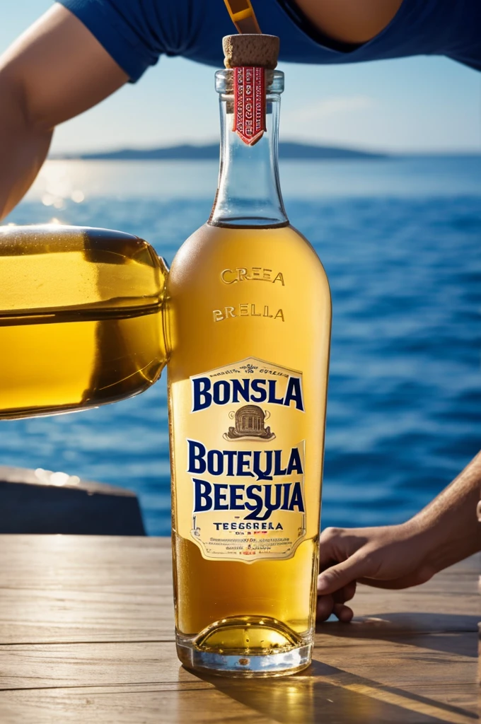 crea una imagen para un comercial de una botella de tequila