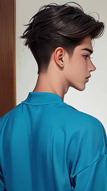 make an Mexican male teenager 17 years old with slit back hair in 80s style